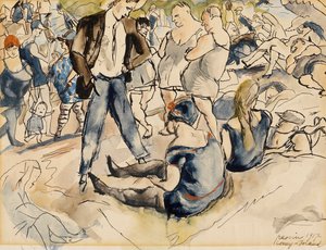 Figuren am Strand, Coney Island von Jules Pascin