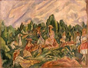 Junge Frauen in einer Landschaft, ca. 1920 von Jules Pascin