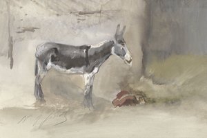 Esel in einem Stall von Jules baron Finot
