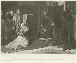 Baldwin der Beilträger, der in Flandern Gerechtigkeit übt (Gravur) von Juliaan de Vriendt