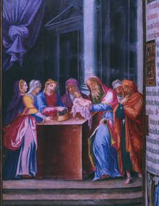 Darstellung im Tempel, aus einer Faksimile des Breviers von König Philipp II. von Spanien (1569) von Julian and Leon, Andres de Fuente del Saz