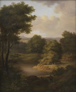 Entenjagd in einer bewaldeten Landschaft