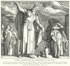 Daniel deutet die Schrift an der Wand (Stich) von Julius (after) Schnorr von Carolsfeld