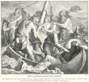 Jesus schläft während des Sturms (Gravur)