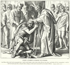 Josua wird als Nachfolger Moses benannt (Gravur)