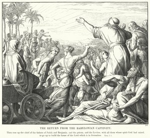 Die Rückkehr aus der babylonischen Gefangenschaft (Gravur) von Julius (after) Schnorr von Carolsfeld