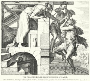 Die zwei Spione entkommen aus dem Haus Rahabs von Julius (after) Schnorr von Carolsfeld