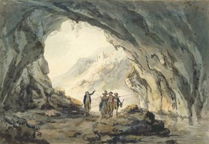 Reisende bei einer Höhle