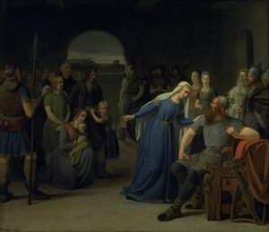 Die dänische Königin Thyra Danebod versucht, das Herz ihres Mannes Gorm den Alten gegenüber einigen christlichen Gefangenen zu erweichen