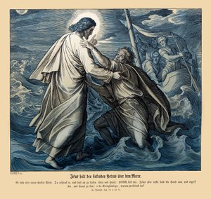 Jesus und Petrus gehen auf dem Wasser, Evangelium nach Matthäus