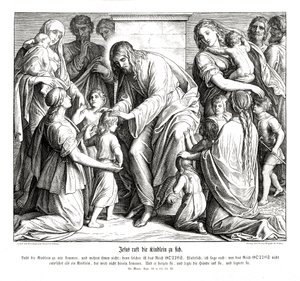 Jesus ruft die Kinder zu sich, Evangelium nach Markus von Julius Schnorr von Carolsfeld