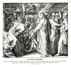 Jesus heilt den Gelähmten, Evangelium nach Lukas von Julius Schnorr von Carolsfeld