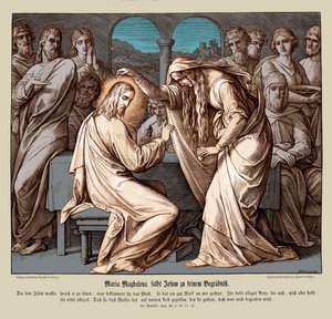 Maria Magdalena salbt Jesus, Evangelium nach Matthäus von Julius Schnorr von Carolsfeld