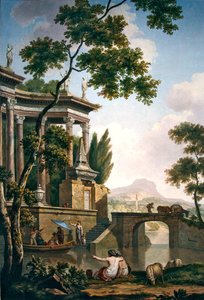 Arkadische Landschaft mit einem Grabdenkmal