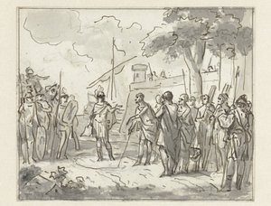 Laenas zieht einen Kreis um Antiochus IV Epiphanes in den Sand von Jurriaan Andriessen