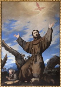 Die Stigmatisation des Heiligen Franziskus von Assisi. Gemälde aus der Werkstatt von José de Ribera, genannt „der Spanier“ (1591-1652) von Jusepe de Ribera