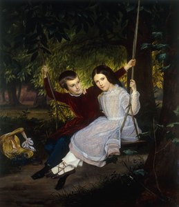 Alexander und Fanny auf einer Schaukel, 1847
