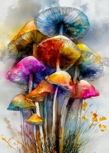 Bunte Aquarellpilze