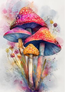 Bunte Aquarellpilze