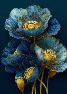 Goldene blaue Mohnblumen von Justyna Jaszke