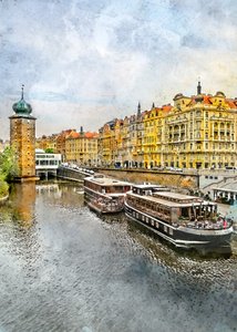 Historische Prager Flussboote