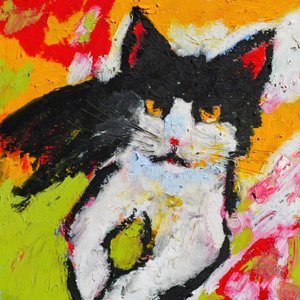 Lebendiges Katzengemälde