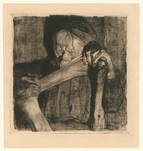 Beim Dengeln (Blatt 3 aus "Bauernkrieg", 5. Zustand) von Käthe Kollwitz