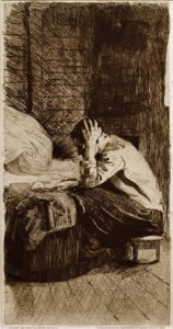 Frau an der Wiege