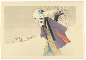 Frau, die durch den Schnee geht von Kajita Hanko