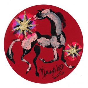 Dynamisches rotes Pferd und Sterne von Kanat Ibragimov