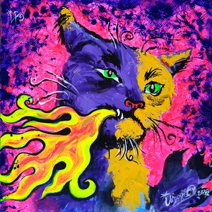 Lebendige feueratmende Katze