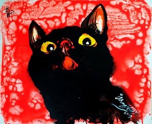 Lebendiges Porträt einer schwarzen Katze