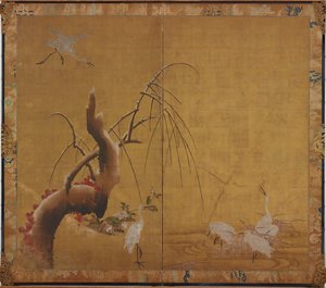 Reiher und alte Weide, Edo-Periode, frühes 17. Jahrhundert