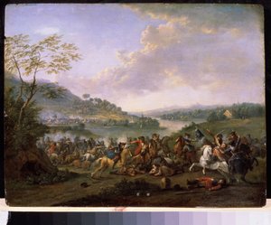 Eine militärische Auseinandersetzung (Kavallerie-Gefecht). Gemälde von Karel Breydel (1678-1733) von Karel Breydel