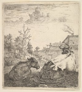 Die Kuh und das Kalb von Karel Du Jardin