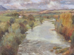 Der Fluss Tweed, Roxburghshire, 1995 von Karen Armitage