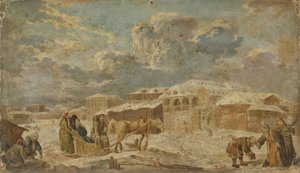 Stadtplatz im Winter, zweite Hälfte des 18. Jahrhunderts von Karl Friedrich Knappe