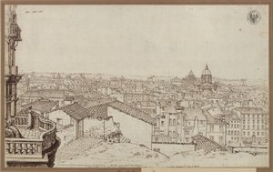Blick von Schinkels Wohnung auf dem Monte Pincio auf Rom von Karl Friedrich Schinkel