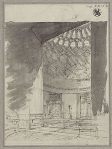 Englisches Landhaus. Blick in den Kuppelraum mit Kassettierung von Karl Friedrich Schinkel
