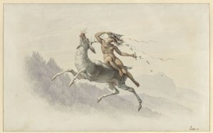 Frau auf einem durch die Luft schwebenden Hirsch von Karl Friedrich Schinkel