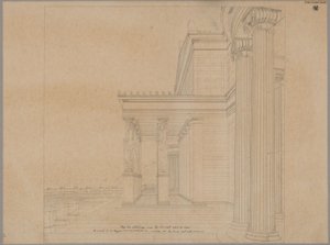 Schloss Orianda auf der Krim. Antiker Entwurf. Schlossterrasse mit Portikus zum Meer von Karl Friedrich Schinkel