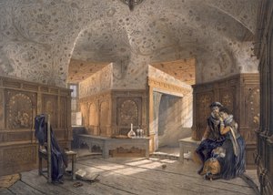Gefängnis von König Erik XIV., Sohn von Gustav I., in Gripsholm, veröffentlicht ca. 1853-64 von Karl Johann Billmark