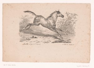 Galoppierendes Pferd in Landschaft von Karl Loeillot Hartwig