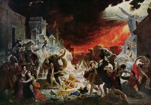 Die Zerstörung von Pompeji im Jahr 79 n. Chr. (Farblithographie) von Karl Pavlovich (after) Bryullov