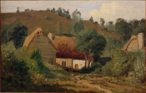 Französische Landschaft mit Häusern