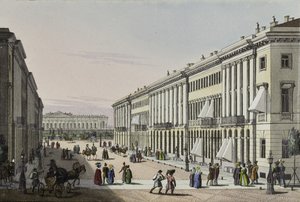 Die Mikhailovskaya-Straße mit Blick auf den Michael-Palast in St. Petersburg, erste Hälfte des 19. Jahrhunderts von Karl Petrovich Beggrov