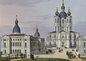Das Smolny-Kloster der Auferstehung in St. Petersburg, erste Hälfte des 19. Jahrhunderts von Karl Petrovich Beggrov