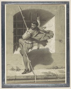Benvenuto Cellini flieht aus der Engelsburg in Rom an einem Seil aus zusammengeknoteten Tüchern