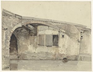 Alte Brücke mit Wohnung oder Kellerfenstern unter dem Kai von Kasparus Karsen