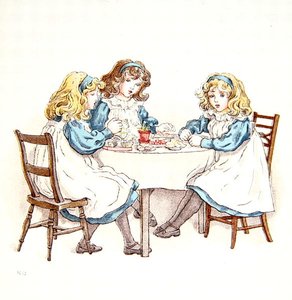 Mädchen-Teeparty, Illustration aus 